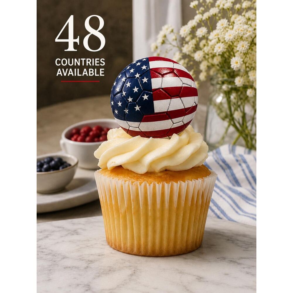World Cup 2026 Soccer Cupcake Toppers: 48 Country Flags Party Decorations